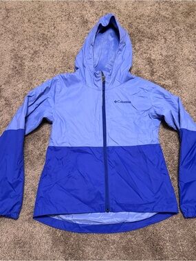 Columbia Windbreaker Jacket Youth Girls Medium Purple Long Sleeve Full Zip Rain